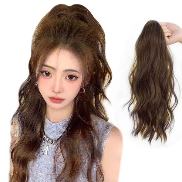 YXO Women's Ponytail Wig, Curl, Clip-type, Extension, Point Wig, Natural, Fluffy, For Extra Volume, Stylish, Energetic