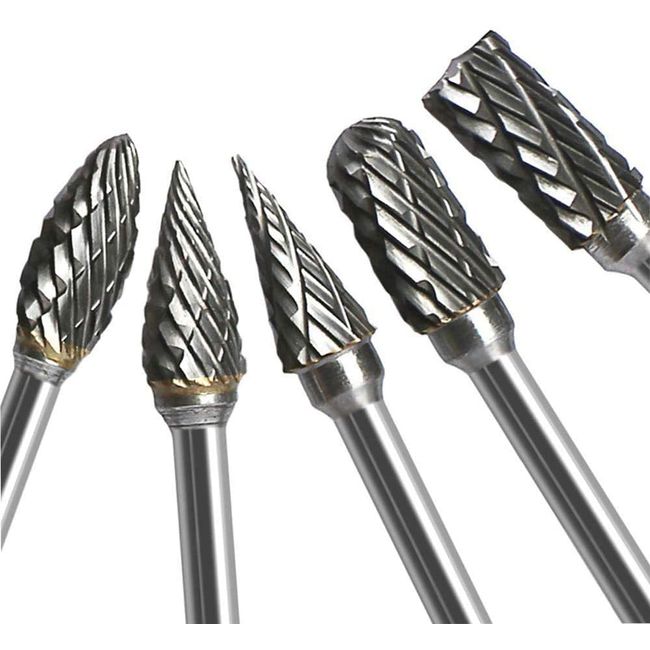 6pcs Carbide Burr Set Wood Carving Accessories DIY Grinder Rotary Tool with  1/8 Shank for Woodworking Engraving Drilling for Cut