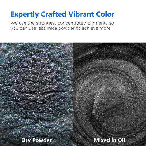 Rolio Premium Mica Powder - Graphite Black (50G / 1.76oz) - 1 Jar of Black Mica Pigment Powder for Epoxy Resin, Dye, Soap Making, Nail Polish, Paint, Candle Making, Bath Bombs, Slime
