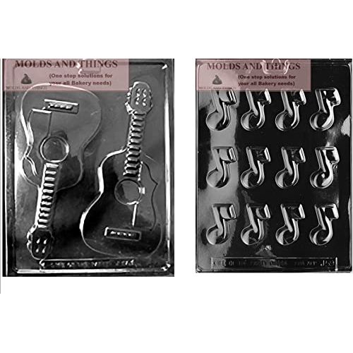 Electric Guitar Chocolate Candy Mold and guitar Music Note chocolate candy mold With Copywrited Candy Making Instruction