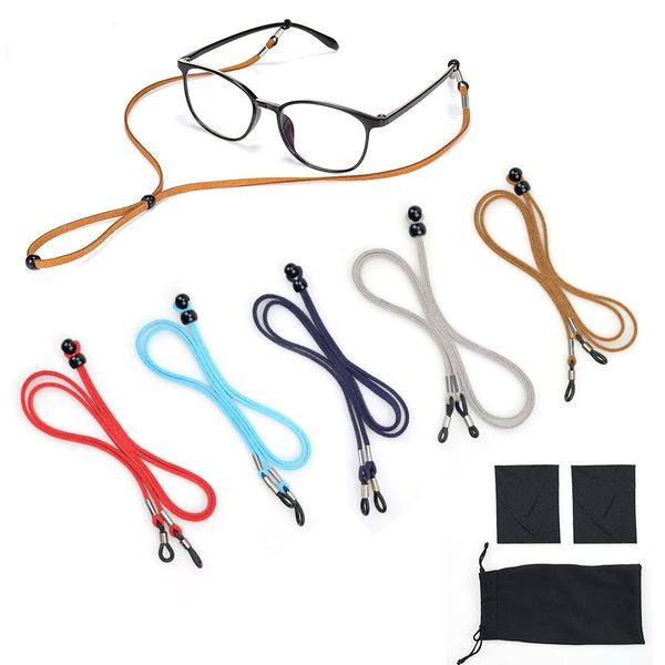 Fantasyon 5 Color Set, Eyeglass Straps, Glasses Chains, Anti-Slip Reading Glasses, Stylish Accessories, Men's, Women's, Childrens, Mixed