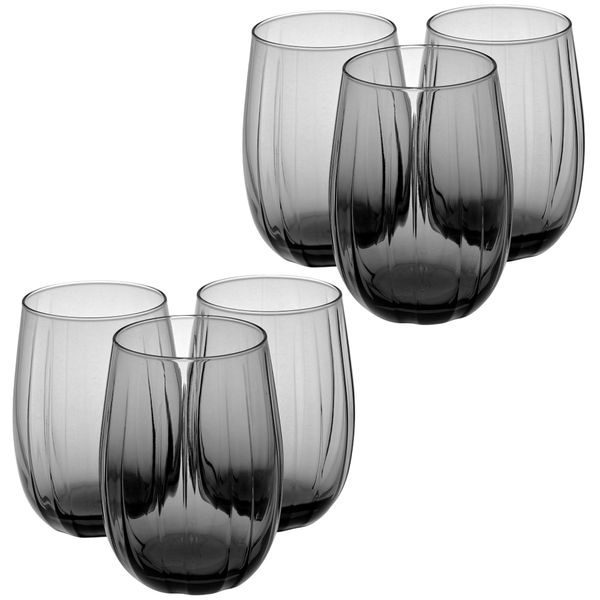 Queensway Home & Dining 12-Piece Coloured Glass Tumbler Set - Stylish, Durable Drinkware for Cocktails, Juices & Everyday Use - 380ml & 500ml Dark Grey Dishwasher Safe Glasses