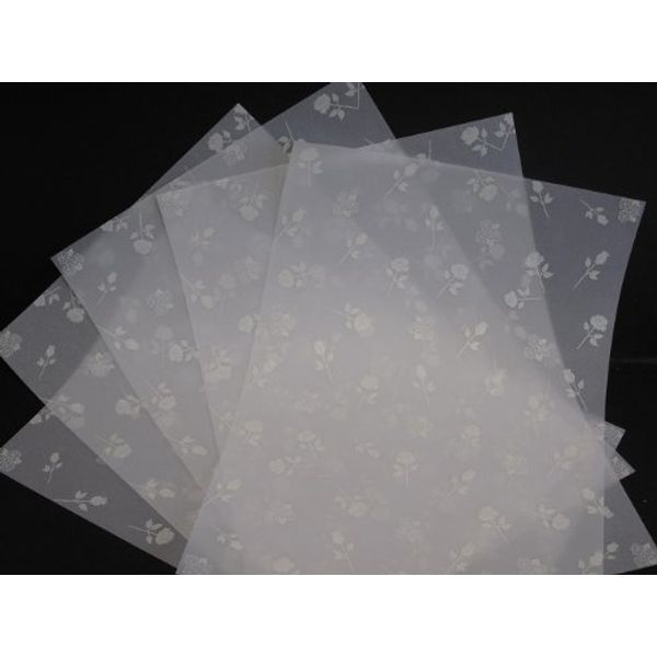 25 Sheets A4 100gsm Printed White Roses Vellum AM529