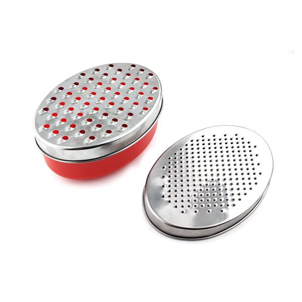 Cheese Grater Two Side Vegetable Slicer Stainless Steel Potato Shredder with Container Use for Carrots Cucumbers Onion Potato