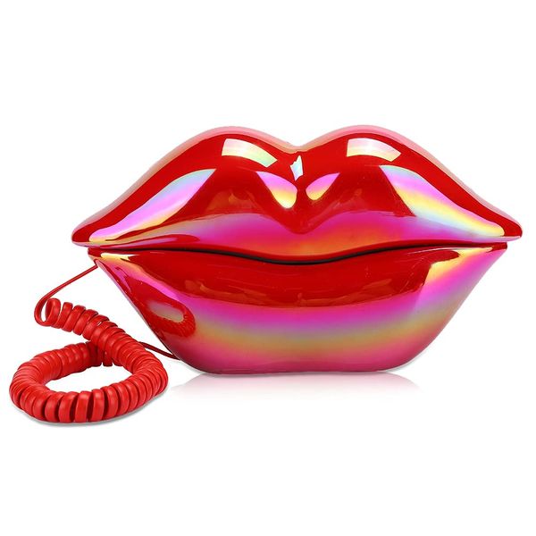 Creative novelty Red Lips Landline Phone Corded Phone,European Style Desktop Telephone for Home Office,Practical and Decorative,Great For Kids/Friends