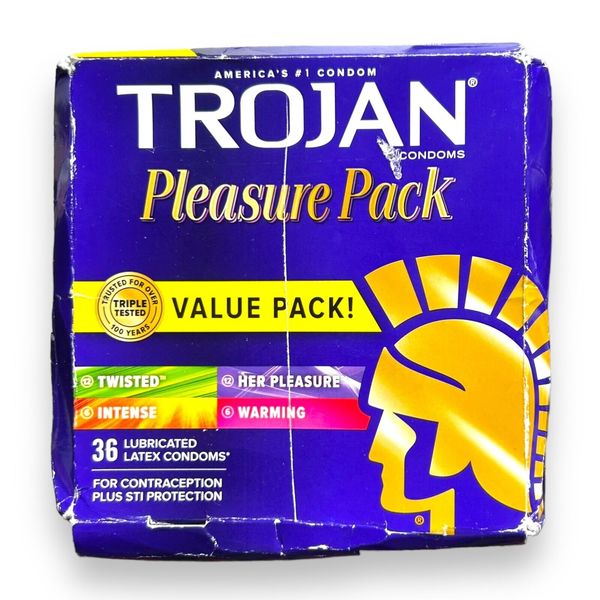 Trojan Lubricated Condom Pleasure Pack - 36 Count, Exp 09/2026 SEALED