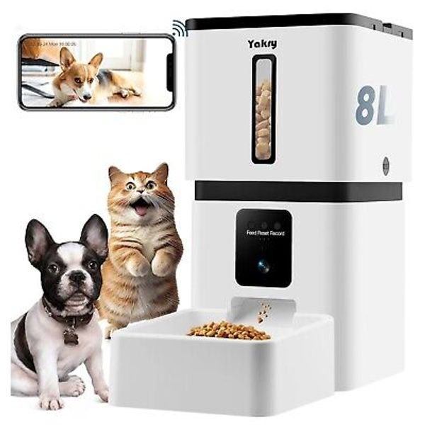 YAKRY Automatic Pet Feeder with Camera:33 Cups 5G App Control-HD Video Recording