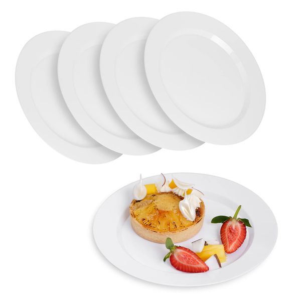 STACKABLES Pack of 20 Hard Plastic Plates 7.5" Elegant Party Serving Dessert Plates Reusable Multi Use Lunch & Dinner Plate for Parties Weddings & Events