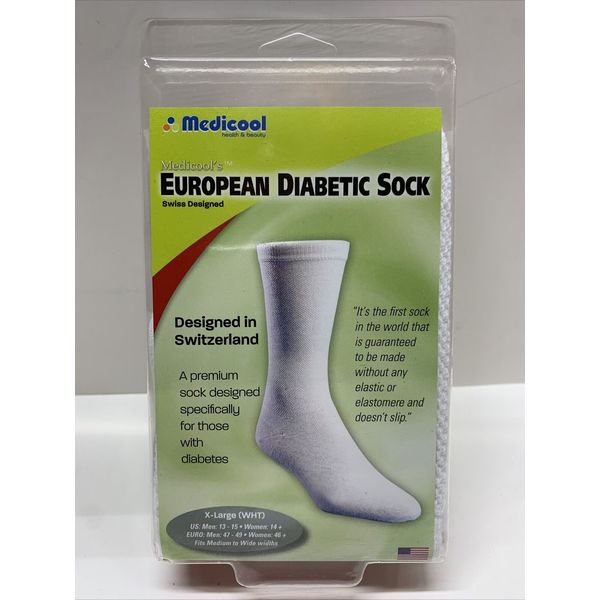 MEDICOOL 1 EA European Comfort Diabetic Sock X-Large, White