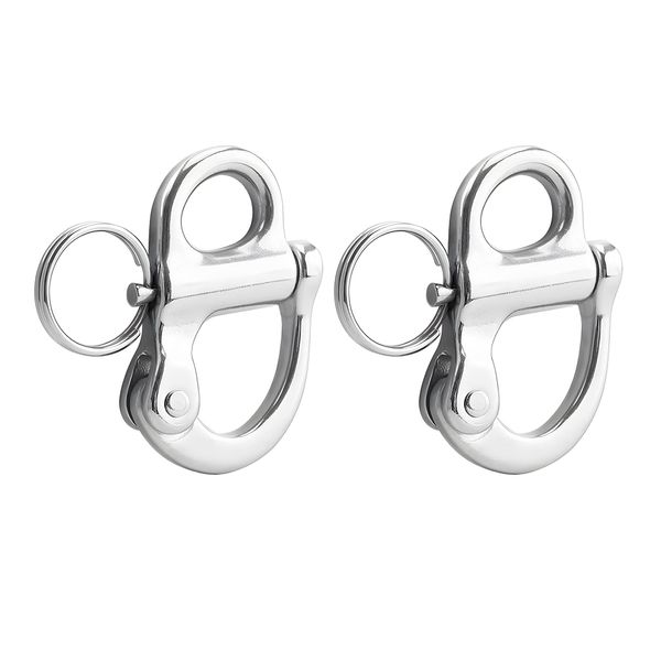 EEYAD 2 Pack 316 Stainless Steel Fixed Bail Snap Shackle (2 inch)