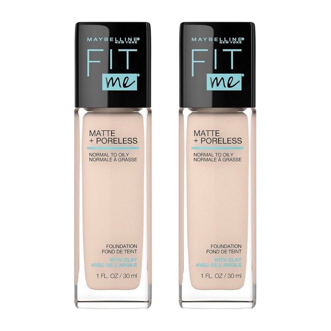 (2 Bottles) Maybelline Fit Me Matte+Poreless Foundation #122 Creamy Beige 1fl oz