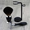 Pure Black Badger Brush,Safety Razor with Dual Stand