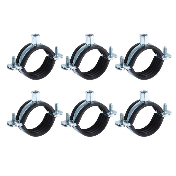 sourcing map 6 Pcs Split Ring Pipe Hanger, 50mm/2inch Adjustable Pipe Bracket Clamp Wall Ceiling Mount Pipe Strap Support for Plumbing Drainage Pipe Tube