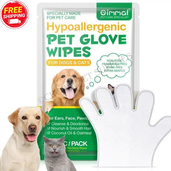 Pet Grooming Gloves Wet Wipe For Dog And Cats Dog Cleaning Glove Wipe