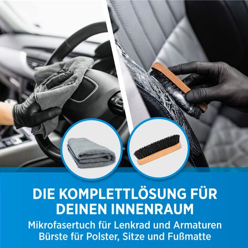 PRINOX® Professional Car Interior Cleaner Set 500 ml - Cockpit Care for Interior Cleaning of Plastic, Upholstery, Leather & Fittings - Car Care Interior Cleaner with Brush - Cockpit Cleaner