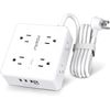 Surge Protector Power Strip - 6 Ft Flat Plug Extension Cord with 8 Widely Outlet