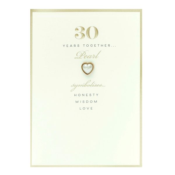 UK Greetings 30th Wedding Anniversary Card for Him/Her/Friend - Pearl Heart Design, Beige, 127mm x 178mm