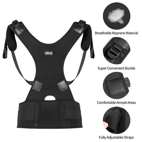 Back Brace Posture Corrector Spinal Support for Women and Men, Lumbar Shoulder Posture Correction for Upper and Lower Back Support, Adjustable Neoprene Belt Strap for Relief Back Pain (M)