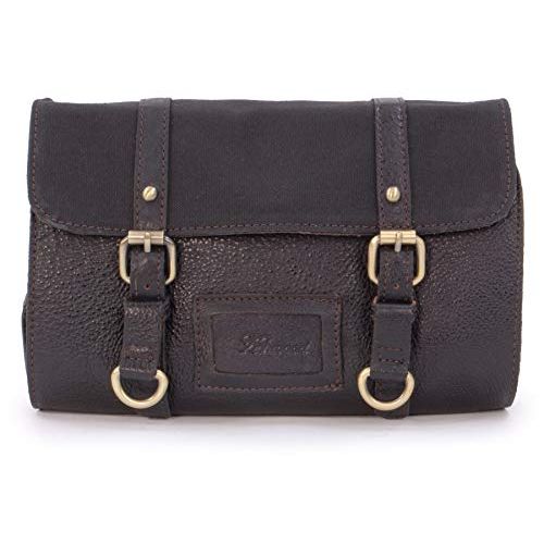 ASHWOOD - Men's Hanging Wash Bag/Shaving Bag/Travel/Gym/Toiletry Bag - Genuine Leather and Canvas - Hammersmith 7010 - Brown