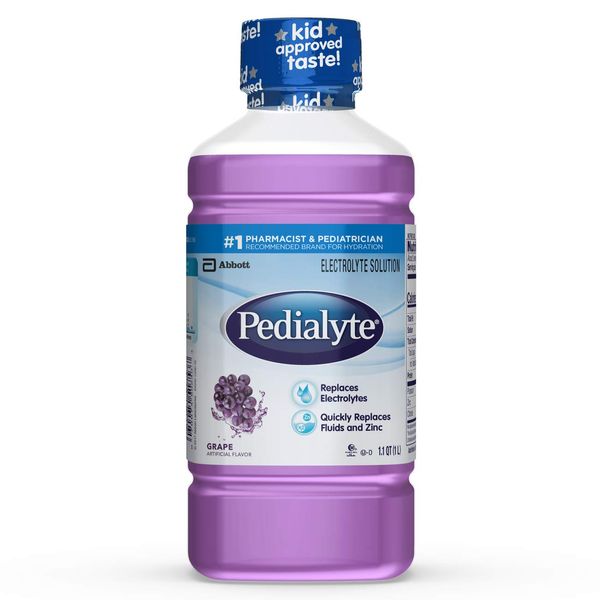 Pedialyte Electrolyte Solution, Hydration Drink, 1 Liter, 8 Count, Grape