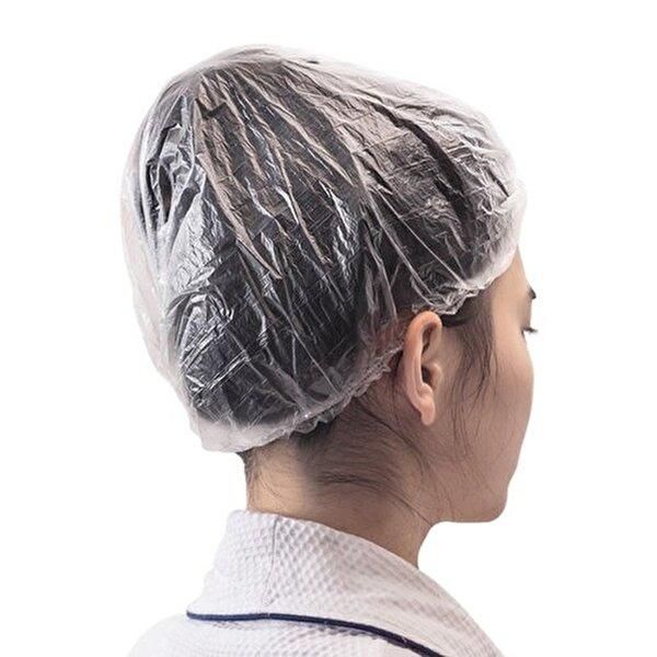 Transparent disposable dye vinyl hair cap sanitary hat shower cap 100 pieces_WA07075