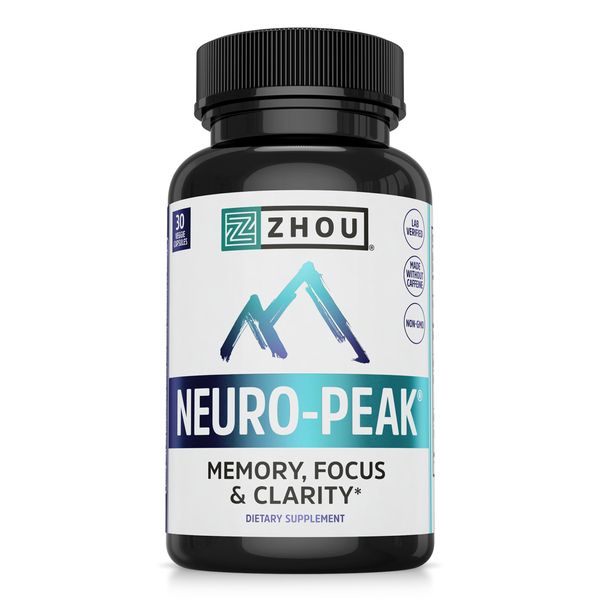 Zhou Neuro Peak Brain Support Supplement | Memory Focus & Clarity | 30 CT