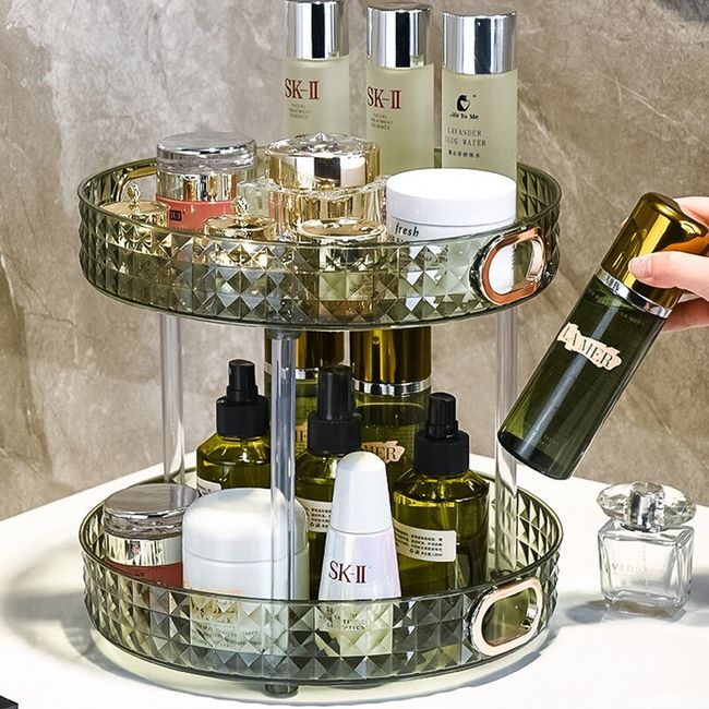 Luxury Plastic Storage Rack Desk Organizer Multifunctional Bathroom Vanity  Tray for Perfumes Makeup Holder Kitchen Spice Rack