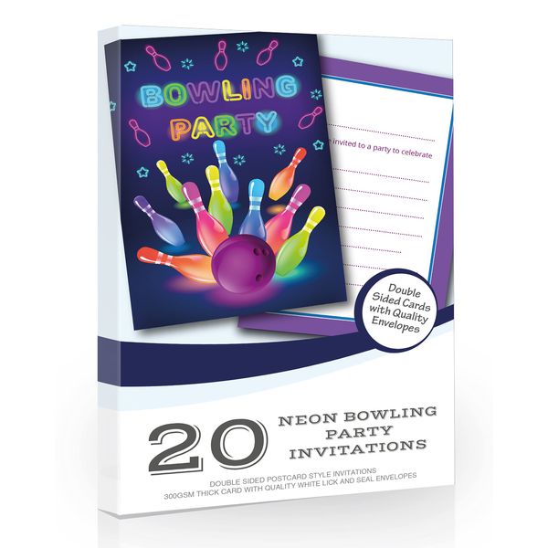 Olivia Samuel 20 x Neon Bowling Party Invitations from Ready to Write with Envelopes