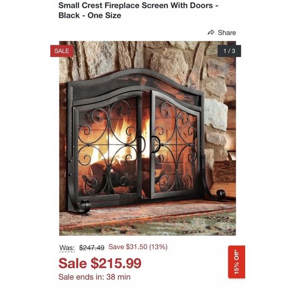 Fireplace Screen with Doors Large Flat Guard Fire Screens 90x33x78.5 centimeters