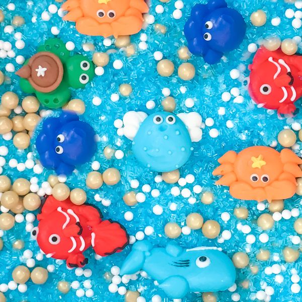 Edible Beach Ocean Water Cake & Cupcake Decoration Topper Confetti Sprinkles (Beach Ocean Sea Fish & Pearls)