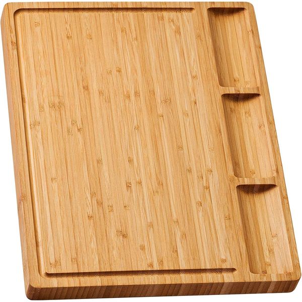 Extra Large Bamboo Cutting Board 17X12.6 Reversible With Juice Grooves