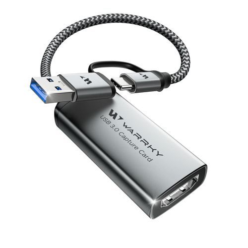 WARRKY Video Capture Card, USB3.0 HDMI Capture Card 1080P 60FPS with Type-C Adapter, USB C Capture Card for Streaming [Nylon Braided Cable, Aluminum Shell] Compatible with Windows, MacOS, Switch, OBS