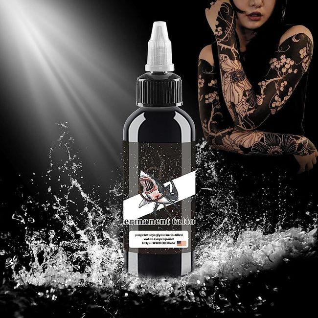 DLD New Shark Super Black Ink - Vegan Friendly Excellent Tattoo Pigment Effect - Contour - Shade - Tribal - Permanent - SY60-2OZ-60ML