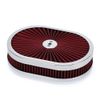 12" Super Flow Oval Air Cleaner Set With Washable Red Element & chrome top