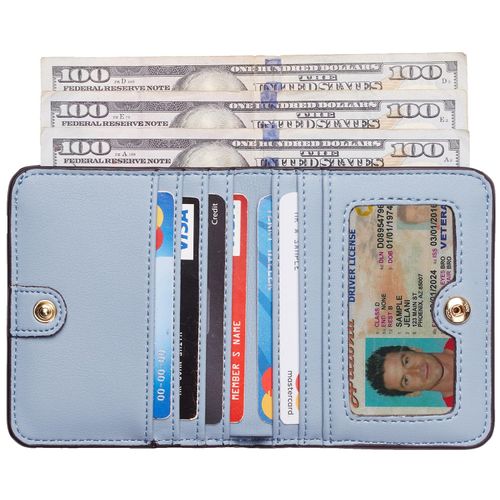 Toughergun Womens Rfid Blocking Small Compact Bifold Luxury Genuine Leather Pocket Wallet Ladies Mini Purse with ID Window (02 ReNapa Blue Classic)