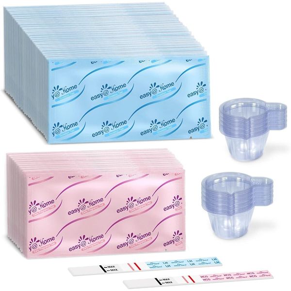 Easy@Home 100 Ovulation Test and 20 Pregnancy Test Strips, Powered by Premom APP