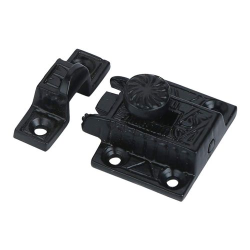 A29 Iron Cabinet Latch, Latches for Cabinet Closet Kitchen Door Twist Knob Design, Handmade Black Powder Finish Latch, Antique Latch