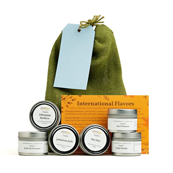 Spice Blends of the World Gift Bag - 6 Organic International Spices Gift - Pinch Spice Market