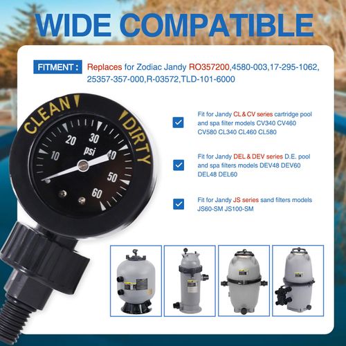 R0357200 Air Gauge Release Valve for Zodiac Jandy Pool & Spa Filters - Fits CV & CL, DEV & DEL, JS Series - Replacement Assembly