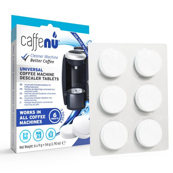 Caffenu Descaling Tablets Pack of 6 | Coffee Machine Descaler Tablets | Compatible with Nespresso, Delonghi, Lavazza, Breville, Keurig | Remove Limescale & Build-up | Complete The Barista Kit