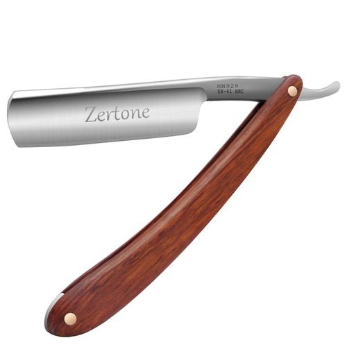 Straight Razor Kit with Strop - Straight Edge Razor Natural Wood Scale – Sharp, High Hardness Carbon Steel Cutthroat Straight Edge Blade, Vintage Wood Handle, Barber Razor