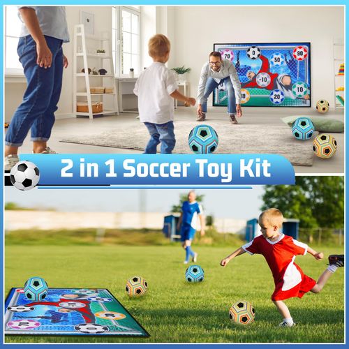 VATOS Football Ball Game Set for Kids, Indoor Outdoor Backyard Toss Football Goal Game with Velcro Balls, Foldable Flannel Goals, Birthday for 3 4 5 6 7 8 Year Old Boys Girls Sport Toy
