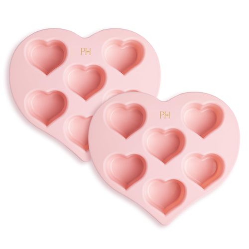 Paris Hilton Heart Silicone Cake Pan, Nonstick Heart Shaped Mold, Oven Safe Bakeware for Cakes, Brownies, and Desserts, 6-Cup, Pink