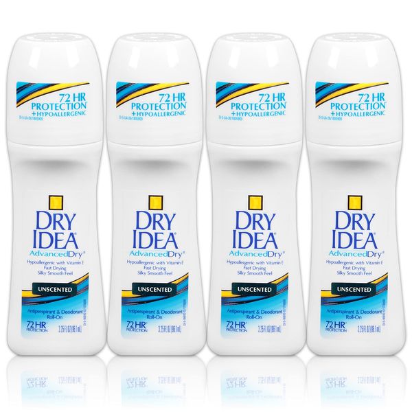 Dry Idea Advanced Dry Anti-Perspirant Deodorant Roll-On Unscented 4 Total Pack