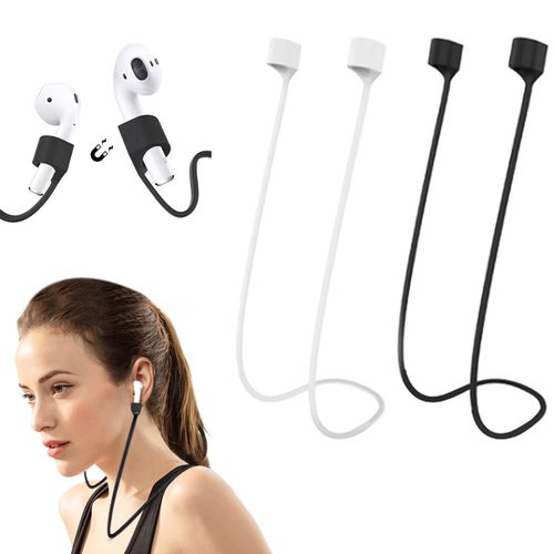 Coollooda Earphone Strap (Set of 2) Headset Strap, Magnet, Silicone, Air Pods, Neck Strap, Lightweight, Cable Accessory, Rope, Fall Prevention, Lost Prevention, Convenient Storage, Ideal for Sports,
