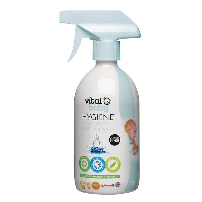 Vital Baby Hygiene AQUAINT Sanitising Water - Kills 99.9% of Germs - Baby Safe - No Alcohol, Fragrance or Harmful Chemicals – Safe to Swallow – Sanitise Baby Bottles, Soothers, Toys & Surfaces - Vegan