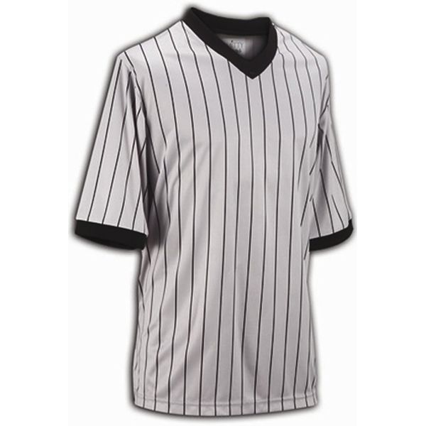 Smitty Comfort Tech Performance Mesh Grey Pinstripe V Neck Shirt, Medium