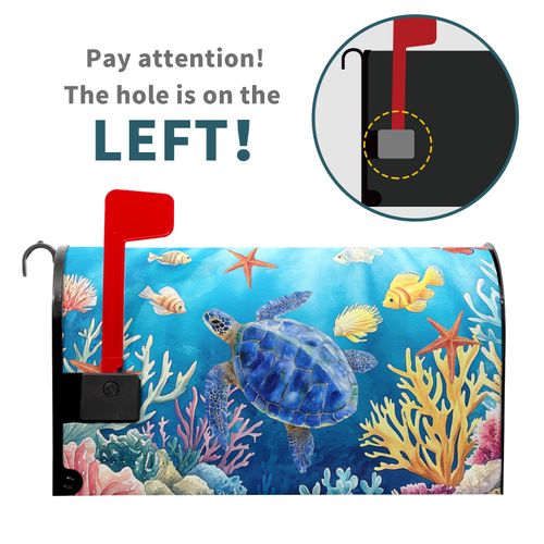 Evlaschin Sea Turtle Mailbox Cover Magnetic 21x18 Inch- Summer Ocean Blue Tortoise Starfish Coral Mailbox Wrap Post Cover Standard Size for Garden Yard Outdoor Outside Seasonal Decor