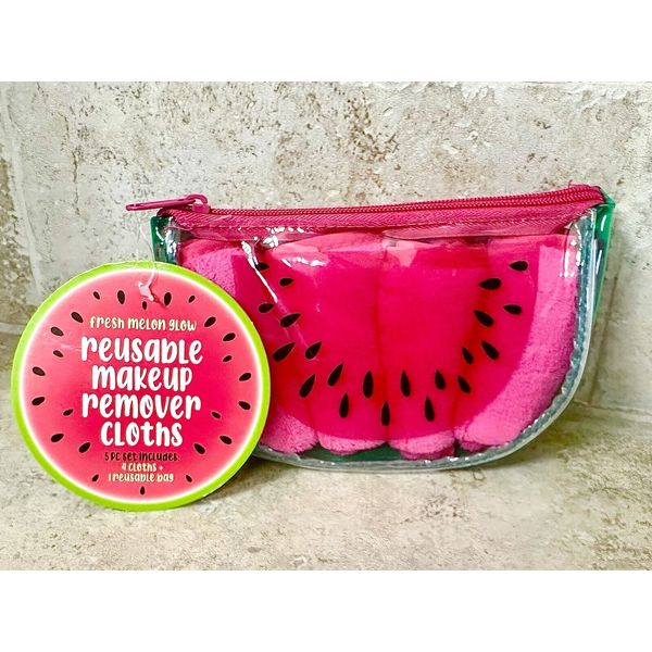 Fresh Melon Glow Reusable Makeup Remover Cloths w/Bag ~ New w/Tags