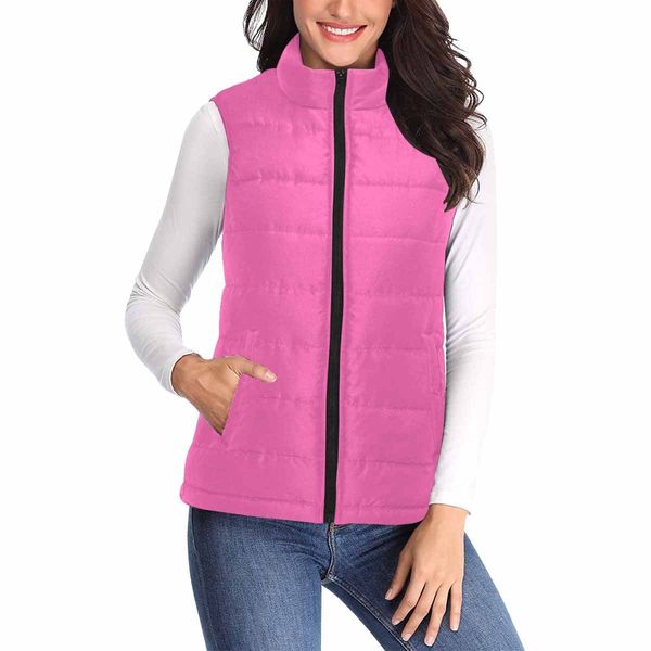 Womens Puffer Vest Jacket / Hot Pink - S